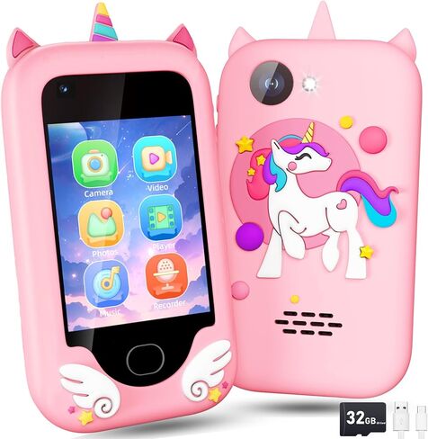 Kids Smart Phone， Toddler Valentine's Day Birthday Gift for Age 3-10, Touchscreen Kids Cell Phone Toy with Cameras, Learning, Music, Games and 32 GB Card in Kuwait