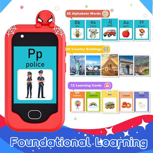 Kids Smart Phone， Toddler Valentine's Day Birthday Gift for Age 3-10, Touchscreen Kids Cell Phone Toy with Cameras, Learning, Music, Games and 32 GB Card in Kuwait