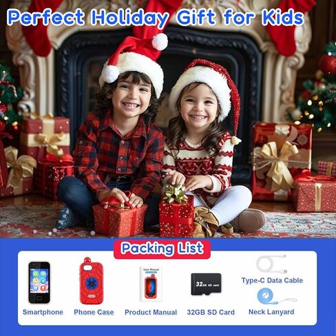 Kids Smart Phone， Toddler Valentine's Day Birthday Gift for Age 3-10, Touchscreen Kids Cell Phone Toy with Cameras, Learning, Music, Games and 32 GB Card in Kuwait