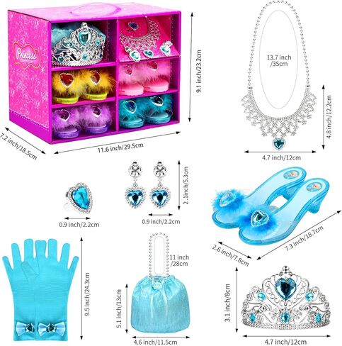 Princess Dress Up Shoes Set, Girls Role Play Dress Up Toys, Toddler Pretend Jewelry Boutique Kit Gift Set for Little Girls Aged 3-6 Years Old in Saudi Arabia