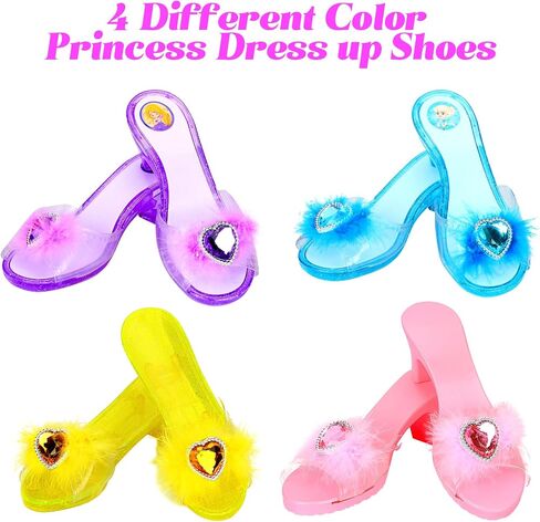 Princess Dress Up Shoes Set, Girls Role Play Dress Up Toys, Toddler Pretend Jewelry Boutique Kit Gift Set for Little Girls Aged 3-6 Years Old in Saudi Arabia