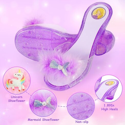 أحذية الأميرات، مجموعة ملابس الأطفال الصغار، مجموعة أحذية الأميرة للعب التظاهري مع أقراط التاج وقلائد حلقة ألعاب لعب الأدوار للفتيات من سن 3 إلى 6 سنوات، متعددة الألوان in Kuwait