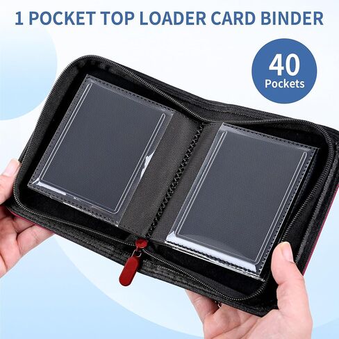 1 جيب Toploader Binder 40 جيبًا واحدًا لألبوم بطاقات التداول الصغير، مجلد بطاقات صغير من الجلد الماسي للرافعات العلوية الصلبة 3x4، حامل بطاقة TCG محمول in Kuwait