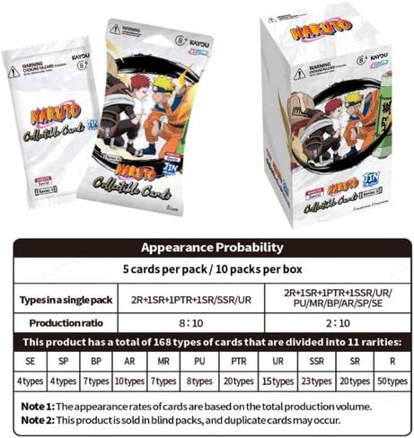 بطاقة KAYOU Naruto Smriti القابلة للتجميع، سلسلة الفصل جين الإنجليزية 2، صندوق عرض، 12 حزمة نفطة مع بطاقة ترويجية in Kuwait