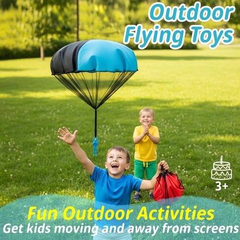 Tangle-Free Parachute Toys for Kids (4 Pack) - Outdoor Flying Game & STEM Science Gift for Boys Girls Age 3-12 - Rip-Stop Nylon Hand Throw Army Men Action Figures - Easter Basket Stuffers in Saudi Arabia
