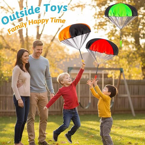 Tangle-Free Parachute Toys for Kids (4 Pack) - Outdoor Flying Game & STEM Science Gift for Boys Girls Age 3-12 - Rip-Stop Nylon Hand Throw Army Men Action Figures - Easter Basket Stuffers in Saudi Arabia