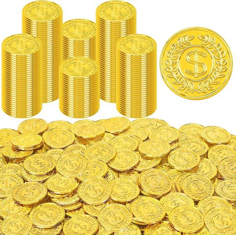 120 PCS Gold Coins, 1.4 in Plastic Gold Coins, 0.08 in Thick Fake Coins Pirate Coins Tokens Play Coins for Kids, Pirate Treasure Classroom Reward Adventure Theme Party Supplies for Pirate Party in Saudi Arabia