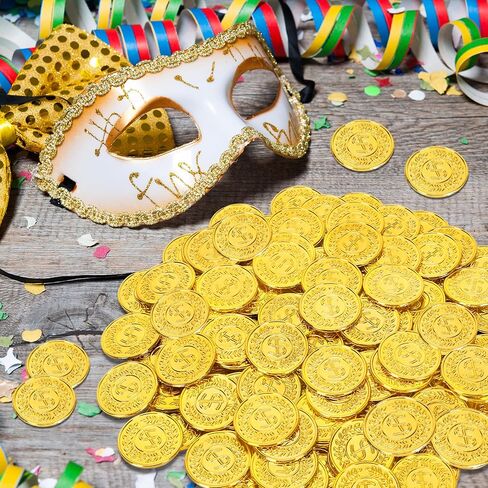 120 PCS Gold Coins, 1.4 in Plastic Gold Coins, 0.08 in Thick Fake Coins Pirate Coins Tokens Play Coins for Kids, Pirate Treasure Classroom Reward Adventure Theme Party Supplies for Pirate Party in Saudi Arabia