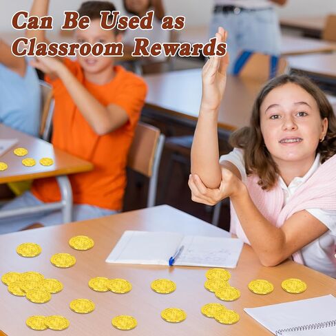 120 PCS Gold Coins, 1.4 in Plastic Gold Coins, 0.08 in Thick Fake Coins Pirate Coins Tokens Play Coins for Kids, Pirate Treasure Classroom Reward Adventure Theme Party Supplies for Pirate Party in Saudi Arabia