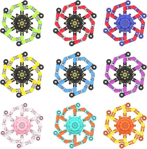 Valentines for Class Transformable Fidget Spinners,Funny Stress Relief Sensory Fidget Toys,Deformable Chain DIY Robot Fingertip Gyros Toy Party Favors Easter Basket Stuffers for Kids and Adults (9PC) in Kuwait