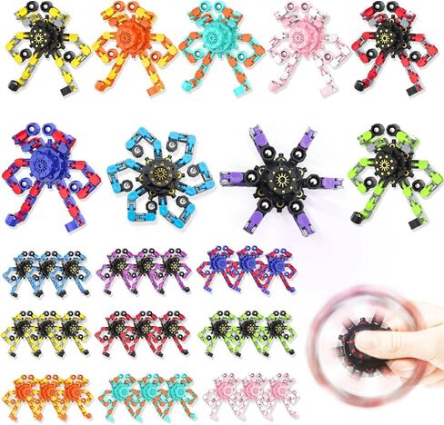 Valentines for Class Transformable Fidget Spinners,Funny Stress Relief Sensory Fidget Toys,Deformable Chain DIY Robot Fingertip Gyros Toy Party Favors Easter Basket Stuffers for Kids and Adults (9PC) in Kuwait