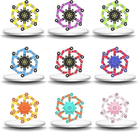 Valentines for Class Transformable Fidget Spinners,Funny Stress Relief Sensory Fidget Toys,Deformable Chain DIY Robot Fingertip Gyros Toy Party Favors Easter Basket Stuffers for Kids and Adults (9PC) in Kuwait