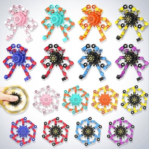 Valentines for Class Transformable Fidget Spinners,Funny Stress Relief Sensory Fidget Toys,Deformable Chain DIY Robot Fingertip Gyros Toy Party Favors Easter Basket Stuffers for Kids and Adults (9PC) in Kuwait