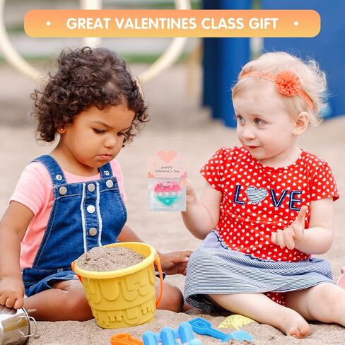 32 Pack Valentine Gifts for Kids - Cards with Mini Heart Pop Fidget Toys Bulk - Valentine Exchange for Girls Boys School Class Classroom Fidget Toys Party Favors in Kuwait