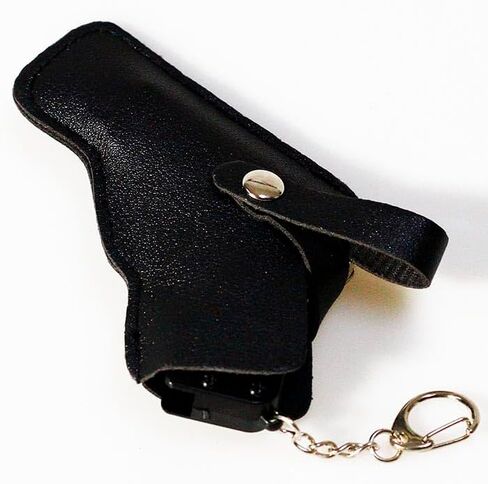 Mini Rubber Band Gun Metal Folding Gun Keychain with 100 Rubber Bands Made Entirely of zinc-Iron Alloy Material Sturdy and Durable (Black Leather Holster) in Kuwait