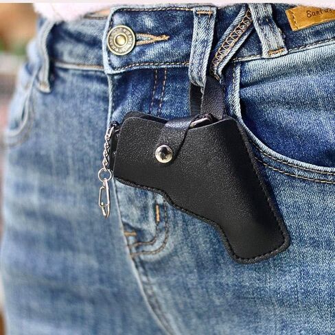 Mini Rubber Band Gun Metal Folding Gun Keychain with 100 Rubber Bands Made Entirely of zinc-Iron Alloy Material Sturdy and Durable (Black Leather Holster) in Kuwait