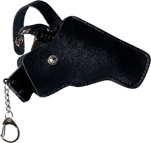 Mini Rubber Band Gun Metal Folding Gun Keychain with 100 Rubber Bands Made Entirely of zinc-Iron Alloy Material Sturdy and Durable (Black Leather Holster) in Kuwait