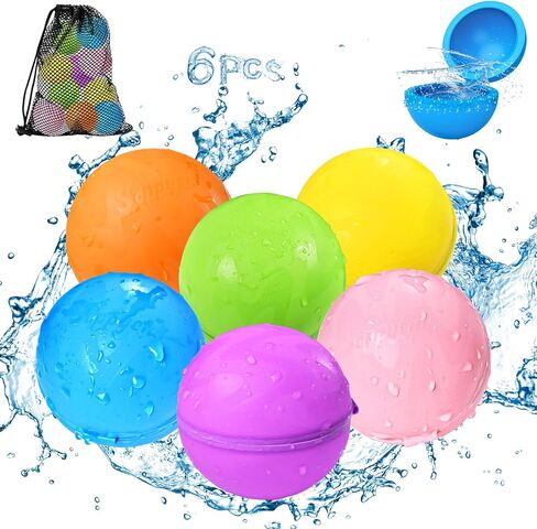 SOPPYCID 10PCS Reusable Water Balloons Quick Fill for Kids, Refillable Magnetic Water Balloons for Pool & Beach, Water Ball Toys for Summer Outdoor Games, Outside Activities in Saudi Arabia