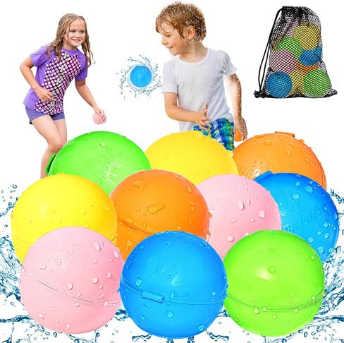 SOPPYCID 10PCS Reusable Water Balloons Quick Fill for Kids, Refillable Magnetic Water Balloons for Pool & Beach, Water Ball Toys for Summer Outdoor Games, Outside Activities in Saudi Arabia