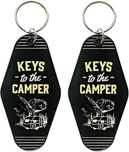 Keys to The Camper Keychain Plastic Retro Black Camper Gifts Camping Gifts for Women Men Vintage Motel Key Chain for Camper Trailer in Kuwait