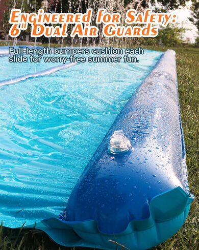 Slip and Water Slide for Kids and Adults Backyard,2 Lanes Extra Long Inflatable Slip and Water Slide with Sprinkler and Bodyboards,Heavy Duty Summer Outdoor Water Toy,Blue Shark Theme in Saudi Arabia