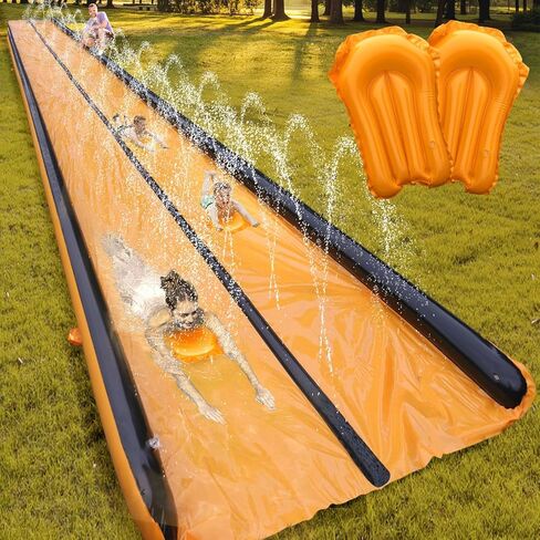 Slip and Water Slide for Kids and Adults Backyard,2 Lanes Extra Long Inflatable Slip and Water Slide with Sprinkler and Bodyboards,Heavy Duty Summer Outdoor Water Toy,Blue Shark Theme in Saudi Arabia