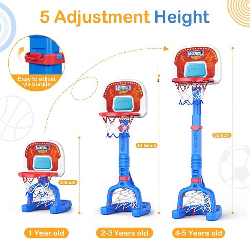 Toddler Basketball Hoop,Swimming Pool Basketball Hoop, Adjustable Mini Kids Basketball & Soccer Goal with4Balls & Ball Pumps for Indoor, Outdoor, Pool, Sports, Birthday Gifts for Children in Saudi Arabia