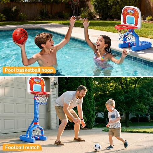 Toddler Basketball Hoop,Swimming Pool Basketball Hoop, Adjustable Mini Kids Basketball & Soccer Goal with4Balls & Ball Pumps for Indoor, Outdoor, Pool, Sports, Birthday Gifts for Children in Saudi Arabia