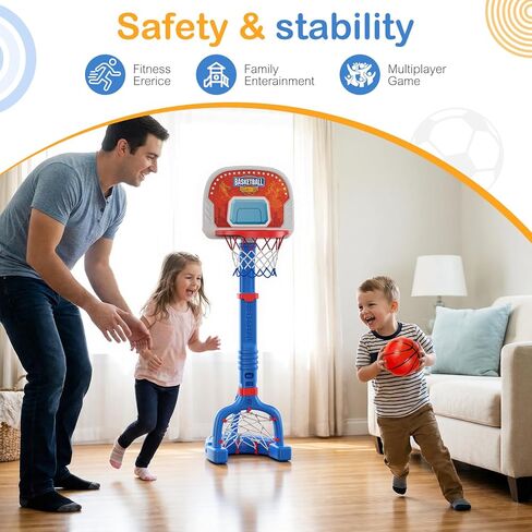 Toddler Basketball Hoop,Swimming Pool Basketball Hoop, Adjustable Mini Kids Basketball & Soccer Goal with4Balls & Ball Pumps for Indoor, Outdoor, Pool, Sports, Birthday Gifts for Children in Saudi Arabia