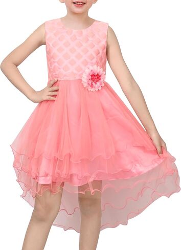Sunny Fashion Flower Girl Dress Champagne Sequin Hi-Low Wedding Bridesmaid in Kuwait
