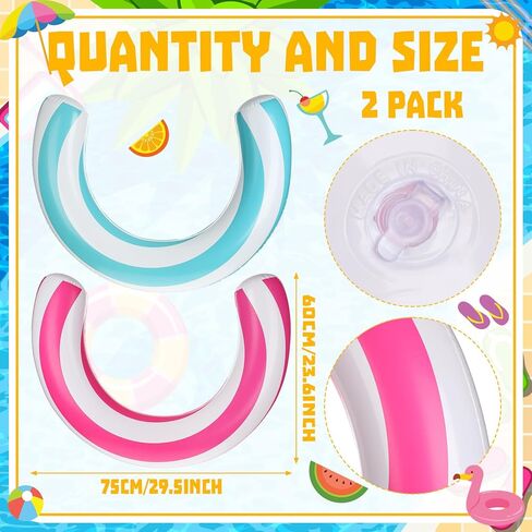 2pcs 30 x 24 Inches Inflatable Curved Swimming Pool Noodle Stripe Swimming Inflatable Pool Float Curved for Adult Summer Vacation Beach Swim Water Games Travel Supplies in Saudi Arabia