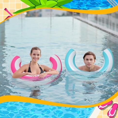 2pcs 30 x 24 Inches Inflatable Curved Swimming Pool Noodle Stripe Swimming Inflatable Pool Float Curved for Adult Summer Vacation Beach Swim Water Games Travel Supplies in Saudi Arabia