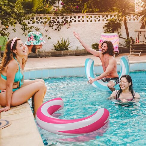 2pcs 30 x 24 Inches Inflatable Curved Swimming Pool Noodle Stripe Swimming Inflatable Pool Float Curved for Adult Summer Vacation Beach Swim Water Games Travel Supplies in Saudi Arabia