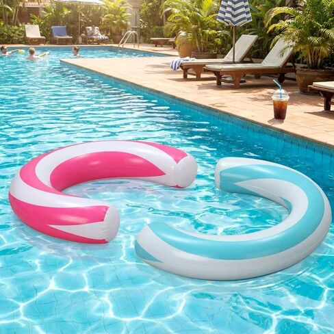 2pcs 30 x 24 Inches Inflatable Curved Swimming Pool Noodle Stripe Swimming Inflatable Pool Float Curved for Adult Summer Vacation Beach Swim Water Games Travel Supplies in Saudi Arabia