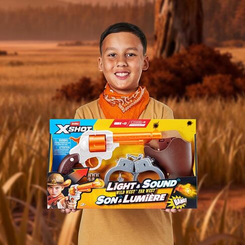XSHOT رول بلاي كاوبوي من زورو - مجموعة لعب دور الناسف الغربي مع أسطوانة LED، 6 جولات، أصفاد، حافظة، لعبة خارجية للأطفال من سن 5 سنوات فما فوق، والمراهقين والبالغين in Kuwait