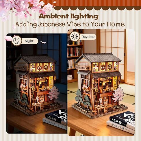 Soothee Japanese DIY Book Nook Kit with LED Lights - 3D Puzzles for Adults & Teens, Miniatures for Bookshelf Decor, Relaxing Craft & Unique Gift for Craft Lovers (Yakitori Grill House) in Saudi Arabia