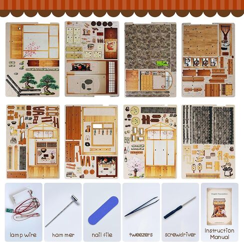 Soothee Japanese DIY Book Nook Kit with LED Lights - 3D Puzzles for Adults & Teens, Miniatures for Bookshelf Decor, Relaxing Craft & Unique Gift for Craft Lovers (Yakitori Grill House) in Saudi Arabia