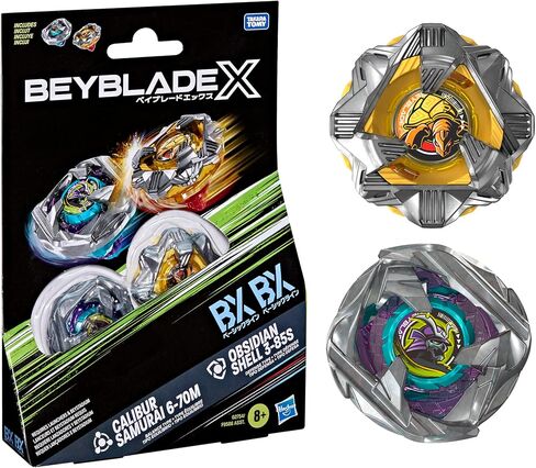 مجموعة Beyblade X Calibur Samurai 6-70M BX & Obsidian Shell 3-85S BX Takara Tomy المزدوجة مع قطعتين دوارتين لليمين، ألعاب ألعاب القتال، للأعمار من 8 سنوات فما فوق in Kuwait