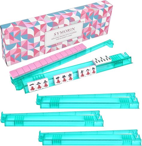 Non-Slip Mahjong Racks with Pushers, 4-Pack Clear Acrylic Racks, American Mahjong Accessories, Gift-Ready Mahjong Gifts (Clear) in Kuwait