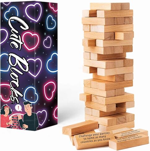 54Pcs Lust Tower – A Bold, Flirty Twist on The Lust Tower for Daring Adults, Valentine Tumbling Tower Stacking Blocks, Date Night Party Game in Saudi Arabia