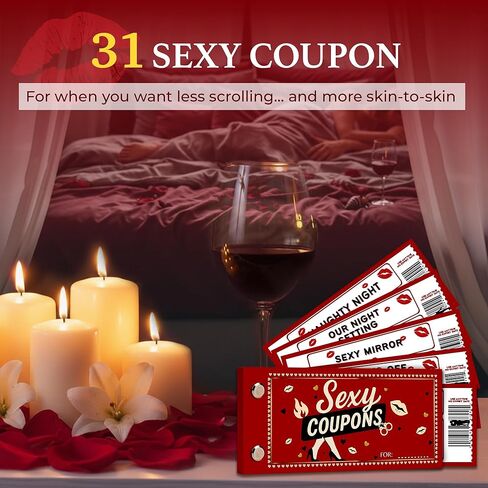 Sexy Coupon Book For Him - 31 Coupons, Spicy Gifts For Him, Boyfriend, Husband, Fiance, Naughty, Fun, Intimate Gifts For Him, Adults, Sexy Time Stocking Stuffers, Date Night Ideas For Couple in Saudi Arabia