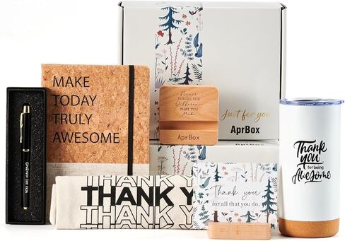 APRBOX هدايا شكر للنساء مع بطاقات شكر، هدايا تقدير الموظفين للرجال، سلال هدايا المكتب لزملاء العمل، الأخصائي الاجتماعي، المعلم، السكرتير، هدايا الوداع، هدية المغادرة in Kuwait