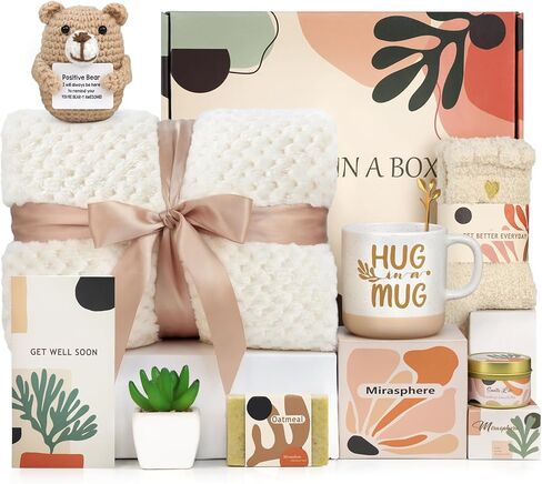 Get Well Soon Gift Baskets for Women - Self Care Package for Women After Surgery - Cancer Chemo Recovery Comfort Gifts Set Wellness Kit - Hug in a Box Thinking of You Gifts for Mom, Sister, Grandma in Saudi Arabia