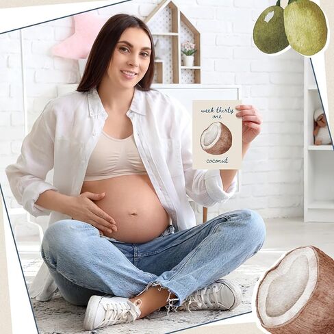 77 قطعة من eaasty ديكورات استحمام الأطفال المزروعة محليًا، بطاقات علامات الحمل، الفواكه والخضروات، بطاقات علامات بارزة بحجم الطفل الأسبوعي، صور الدعائم للديكور، صور إعلان الحمل in Kuwait