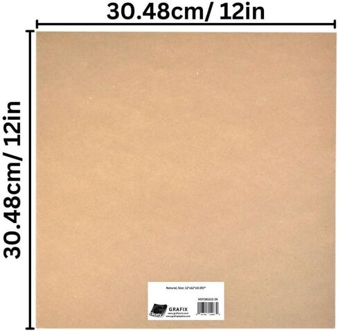 Grafix Medium Weight Chipboard – 12"x12", Natural Acid-Free 0.057" Sheets, Create Three-Dimensional Embellishments for Cards, Papercrafts, Mixed Media, Home Décor, and More, Pack of 25 in Saudi Arabia