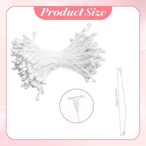 Matwsec 3mm Double Heads Flower Stamen 150PCS Stamens for Flowers Making Flower Stamens for Artificial Flowers Crafts Christmas Card Wedding Scrapbook Decoration in Kuwait