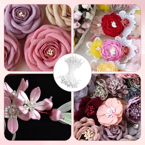 Matwsec 3mm Double Heads Flower Stamen 150PCS Stamens for Flowers Making Flower Stamens for Artificial Flowers Crafts Christmas Card Wedding Scrapbook Decoration in Kuwait