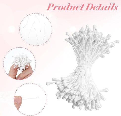 Matwsec 3mm Double Heads Flower Stamen 150PCS Stamens for Flowers Making Flower Stamens for Artificial Flowers Crafts Christmas Card Wedding Scrapbook Decoration in Kuwait