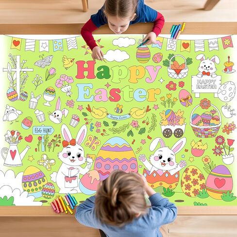 Labeol Ramadan Decorations Giant Coloring Tablecloth Banner for Kids Ramadan Kids Coloring Crafts Activities Party Table Decor in Kuwait