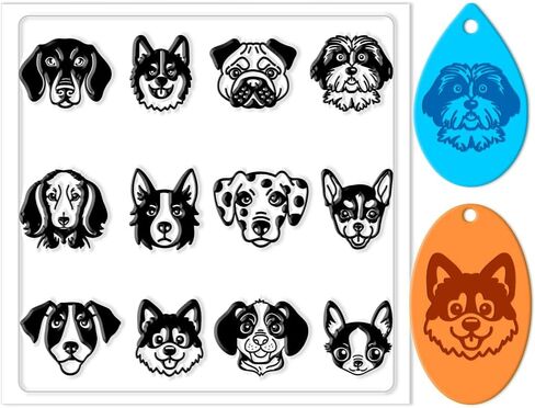 1Pc Silicone Clay Texture Mat, Dog Printed Clay Modeling Pattern Pad, Pottery Jewelry Making Kit DIY Creative Crafts Tools for Earrings Key Chains and Other Craft Projects, 5.51x5.51x0.12inch in Saudi Arabia